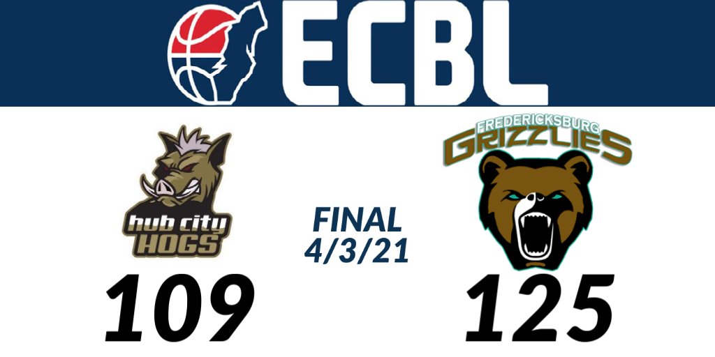 Fredericksburg Grizzlies pull away in the final frame to defeat Hub City Hogs Basketball #ECBL