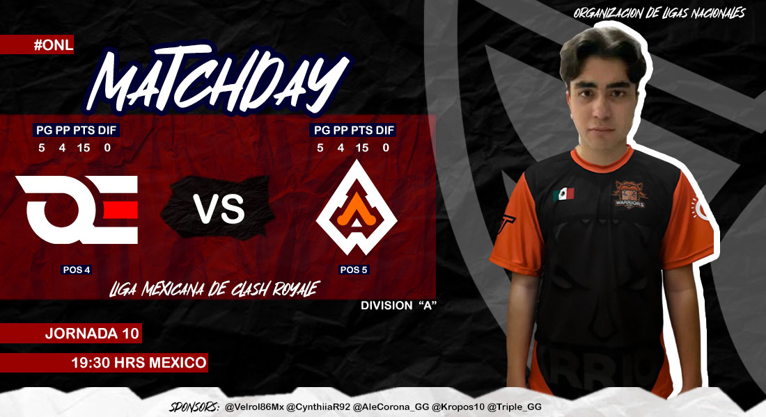 #ONLxA -El día de hoy iniciamos el día 2 de esta J10 con un encuentro muy cerrado dónde el equipo ganador ya estaría casi asegurando playoffs! 🔥

⚔️ <a href="/QuantumsElite/">Quantums Elite</a> 🆚 @WarriorsAztecGG 
🏆 Jornada 10
🕐 19:30 hrs 🇲🇽

-Liga Mexicana de #ClashRoyale División "A" 🇲🇽
