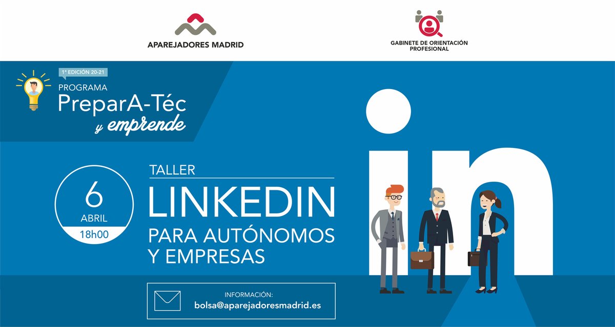 Taller: LinkedIn para Autónomos y Empresas.

#LinkedIn es una excelente herramienta que mejora la visibilidad de tus servicios como #autónomo o como #empresa. Difunde tus servicios, conecta con posibles clientes o aumenta tu cartera.

Te lo mostramos 👉 ow.ly/rFTk50E94XL