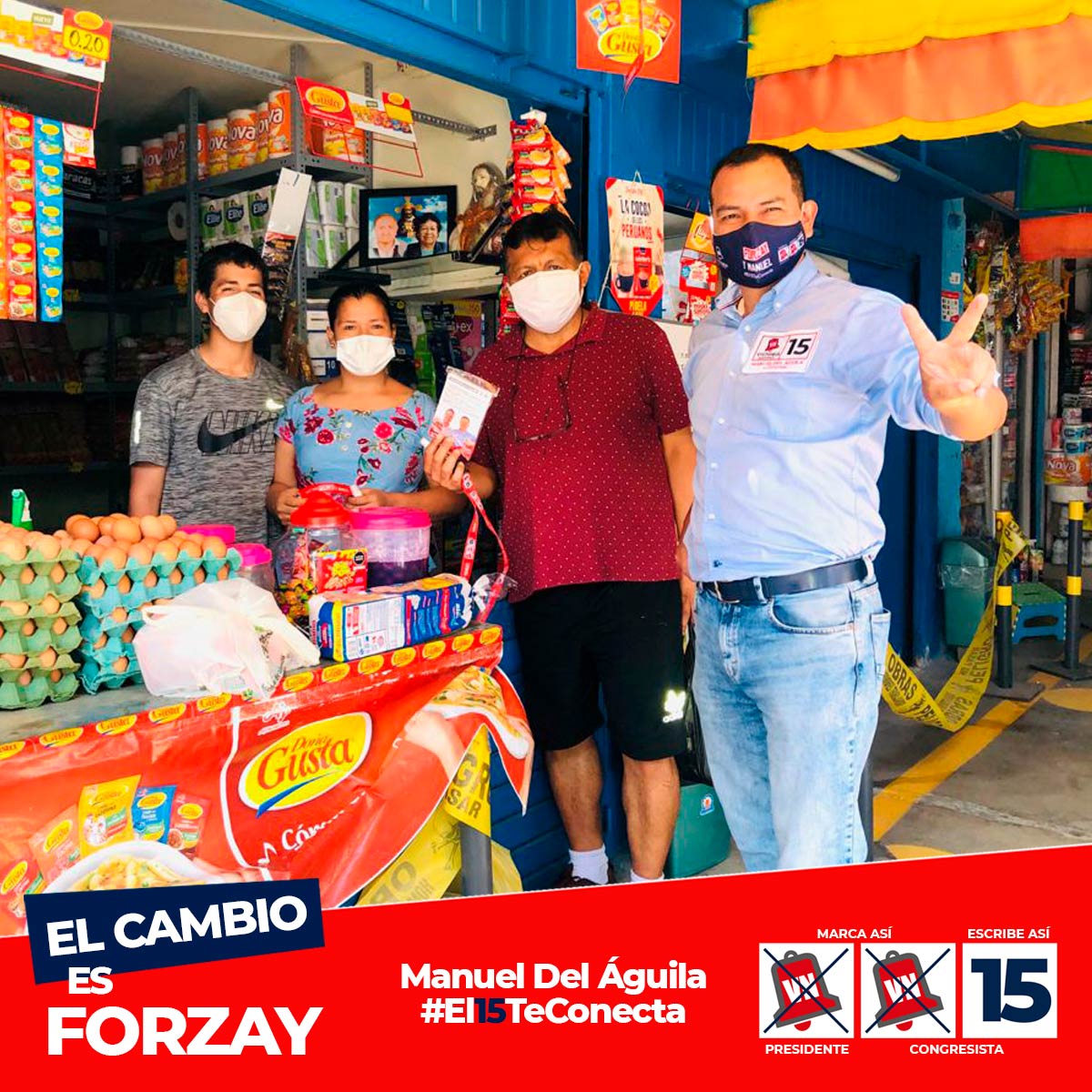 DelAguila2024's tweet photo. Estuvimos por #Chorrillos llevando las propuestas del cambio para nuestro país. 
Este 11 de abril vota a conciencia y marca las campanas 🔔🔔🇵🇪 de #VictoriaNacional y escribe el 15 de #ManuelDelÁguila
#ElCambioEsForzay #Elecciones2021 #El15TeConecta https://t.co/pMYKoIikFo