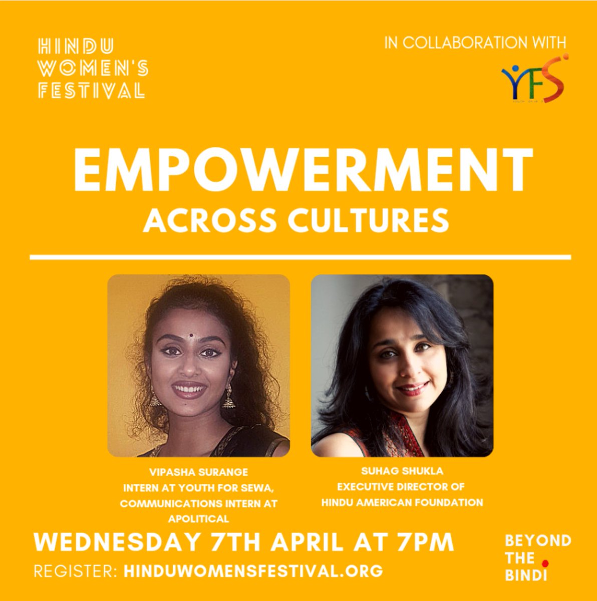 How is empowerment defined across cultures? Tune in on Day 1 at #hinduwomensfestival with <a href="/SuhagAShukla/">Suhag A. Shukla</a> and Vipasha Surange from <a href="/YouthForSewa/">YouthForSewa</a>. Register ➡️ hinduwomensfestival.org.uk