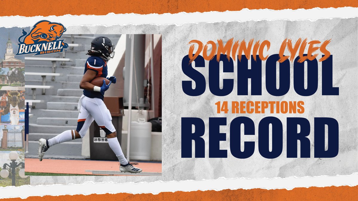 Bucknell_FB's tweet photo. S/O to Dominic Lyles, who matched classmate Brandon Sanders's school record with 14 receptions today.
#ACT | #rayBucknell https://t.co/asigZS1JUL