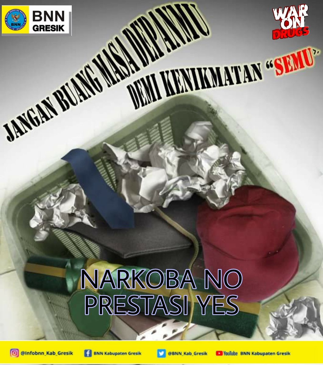 bnn_kab_Gresik's tweet photo. Jangan Buang Masa Depanmu
Demi Kenikmatan Semu
Narkoba No
Prestasi Yes

#warOnDrugs
#IndonesiaBersinar
#bnnri
#bnnpjatim
#lawannarkoba
#eranewnormal

@INFOBNN 
@BNNCegahNarkoba https://t.co/aUUNSLOzxu