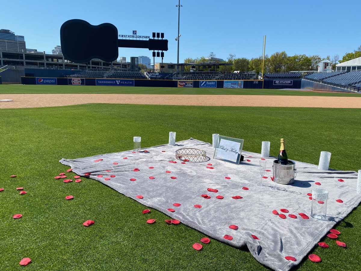 Congratulations to Chad &amp; Kelsey who got engaged on the field today! 

The two met at The Band Box and went back to where it all began to seal the deal. 

Best wishes to the happy couple!