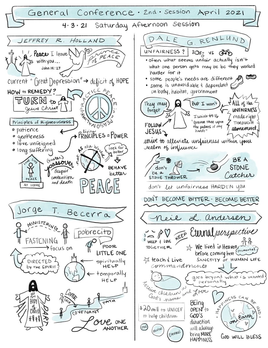 julieolsonbooks's tweet photo. Who could use a little peace in their life? 🙋‍♀️I really enjoy listening to conference and being reminded how to gain perspective. 2nd session of #ldsconf
#sketchnotes #generalconference #generalconf #peaceinchrist #peace #jeffreyrholland #neillandersen #dalegrenlund #jorgetbecerra https://t.co/8DnQ300nHF