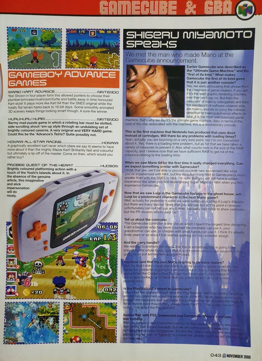 GamesmasterSaid's tweet photo. Gamecube and Game Boy Advance unveiling special (Pt. 2/2)

#Wavebird #64Mb #Mobile #Miyamoto https://t.co/XL01bqpjvP