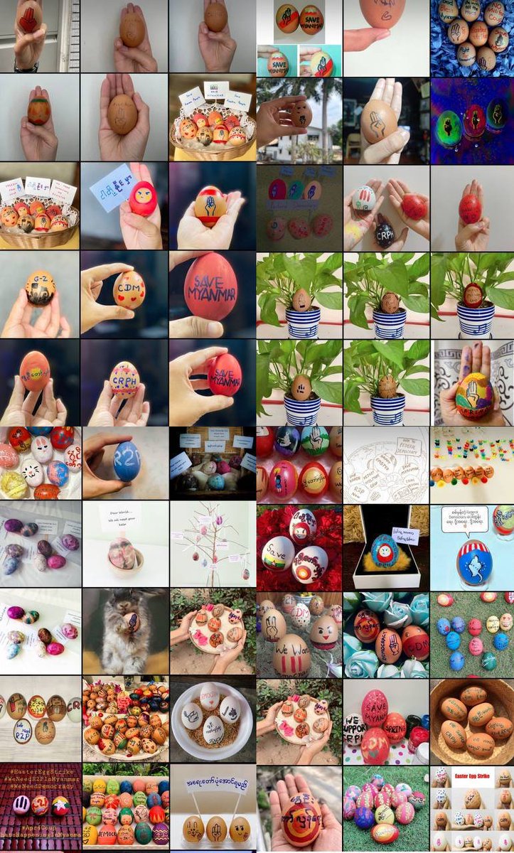 WThant13's tweet photo. @DrSasa22222 Easter eggs symbolize hope, renewal and new life. May our hope for Federal Democracy live on! May our country be renewed into an authentic democratic system!

#Apr4Coup
#WhatsHappeningInMyanmar
#EasterEggStrike https://t.co/7b0BMFjLgQ