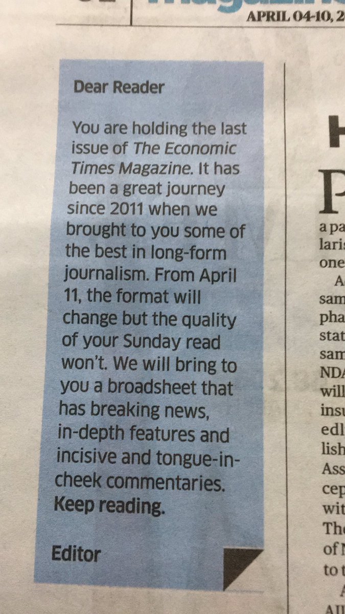 prernakatiyarET's tweet image. As we turn a new leaf, literally &amp;amp; become broadsheet from the coming edition, #journalism #solidreporting #quality #deepdives will continue to remain paramount. So stay tuned &amp;amp; enjoy the change, dear readers. @saubhikcET @shantanunandan2 @Indulekha_A @charmyh @VaruniET