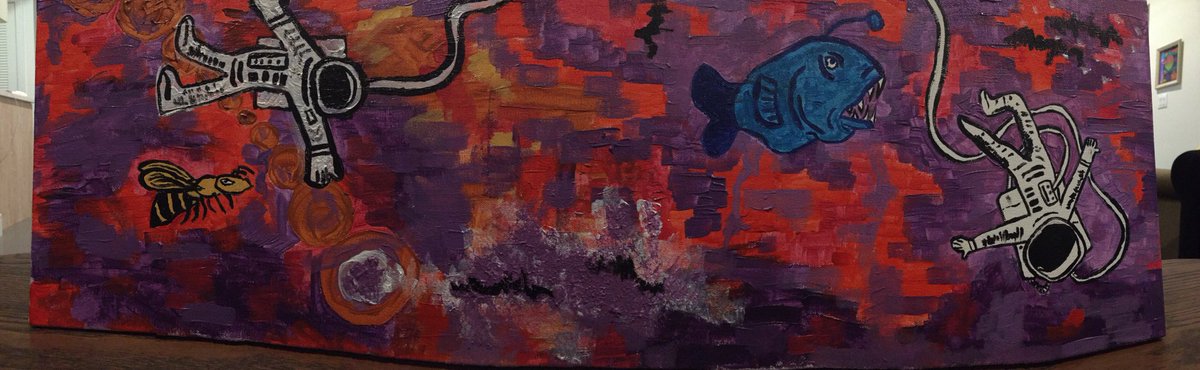 in honor of @wearebigups, I painted this one while watching Contact for my first time. 36x12 acrylic on canvas. please follow @paintingandrecordswithyrpaldan on Instagram.