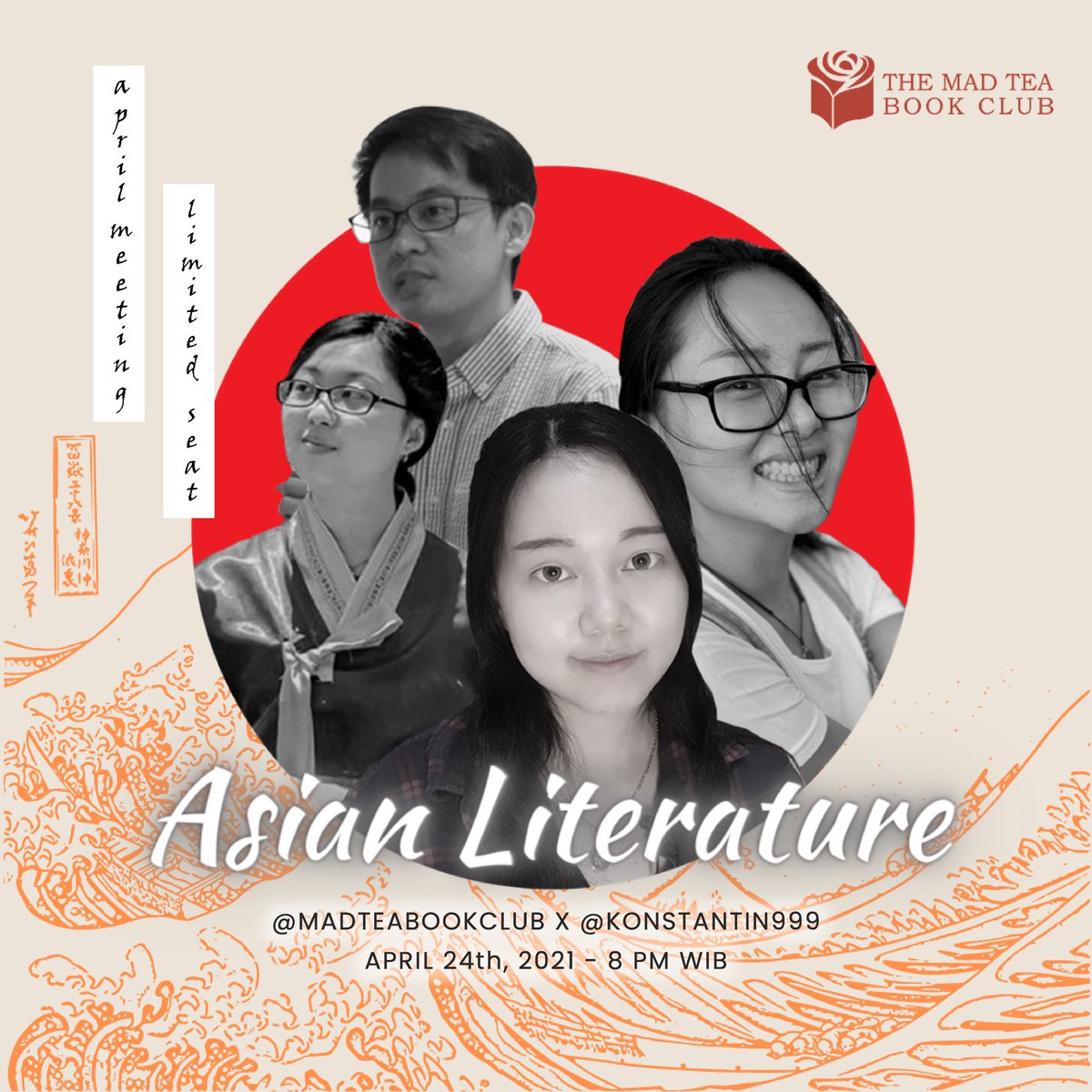 MadTeaBookClub's tweet photo. Woohoo, who's excited for this month's meeting? Don't forget to save the date 👀 and read this thread to know how to join!
This month's book theme is ✨Asian Literature✨ and we have a special guest: @konstantin0609 from @penerbitharu! https://t.co/s1n5jRrCfo
