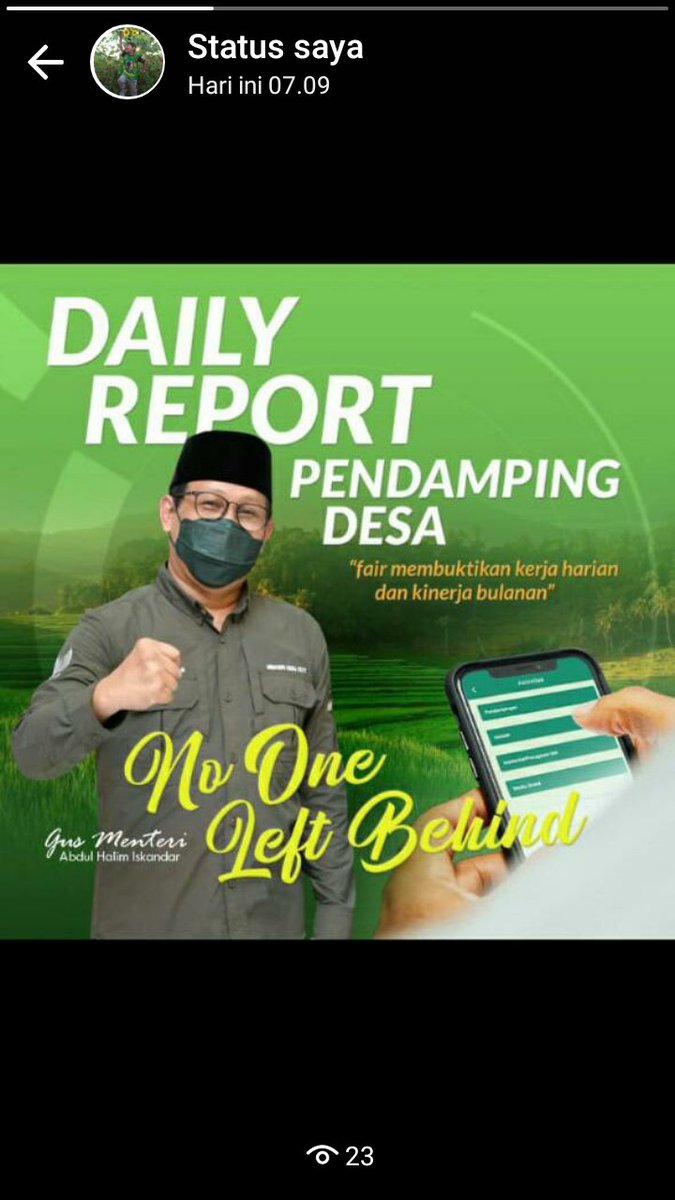Mujiati6pan's tweet photo. Daily report merupakan media pencatatan kegiatan para pendamping desa
Pendamping desa bekerja terukur di daily report
#noleft_behind
#Tpp_kemendesa
@halimiskandarnu 
@malik_haramain 
@taufikmadjid71 
@yusradaridesa 
@fachrilabalado 
@SukoyoKasekpro 
@kemendespdtt
@ahmad_dewanto https://t.co/g2vFppQoxM