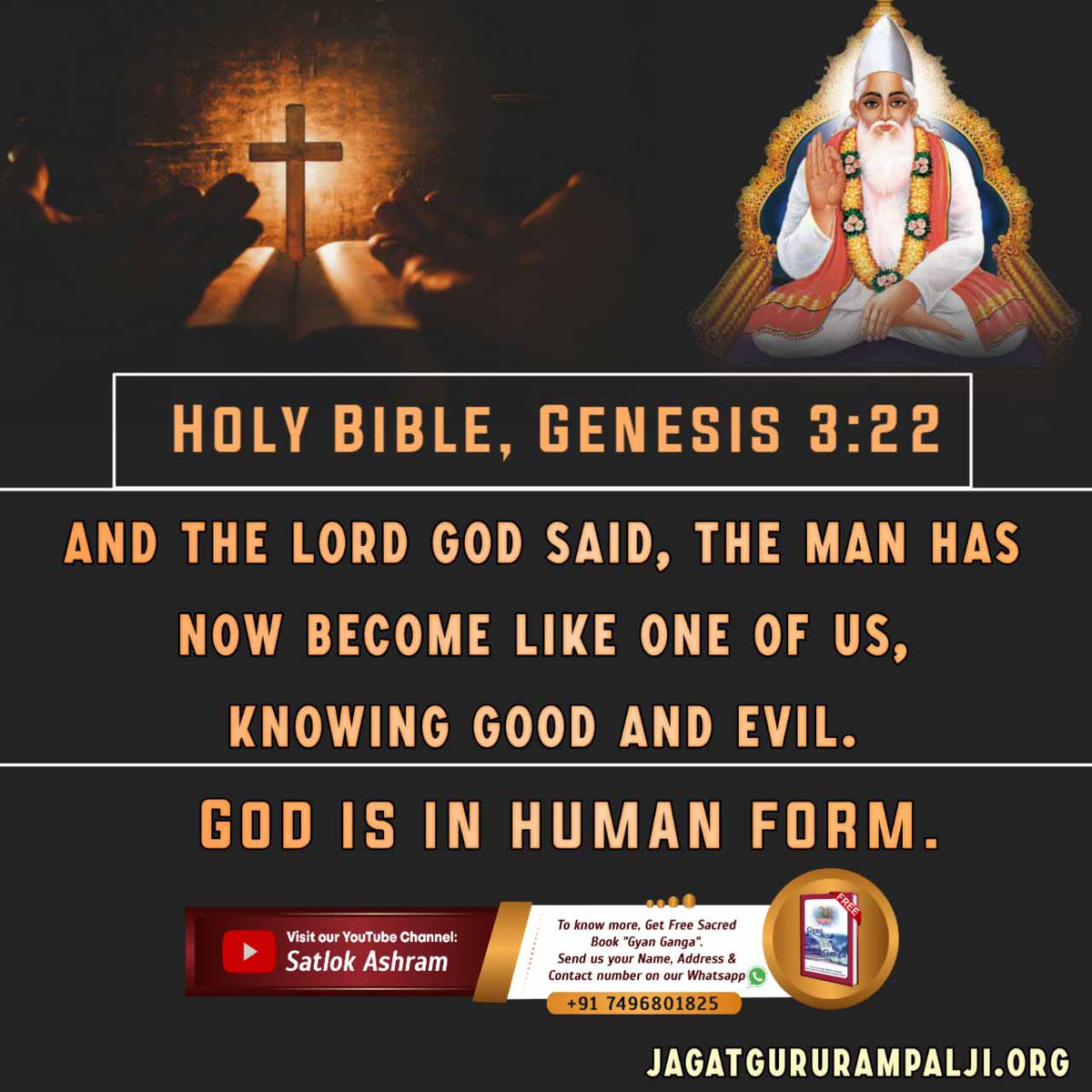 maheshbabu_das's tweet photo. ##TruthAboutTheDeathOfJesus

Holy Bible, Genesis 3:22
And the LORD God said, The man has now become like one of us, knowing good and evil.
This proves that there are more than one God
whereas Christians believe that.
GOD IS ONE

👁️👁️👇
Visit Satlok Ashram Youtube Channel https://t.co/Tgz0AfhioG