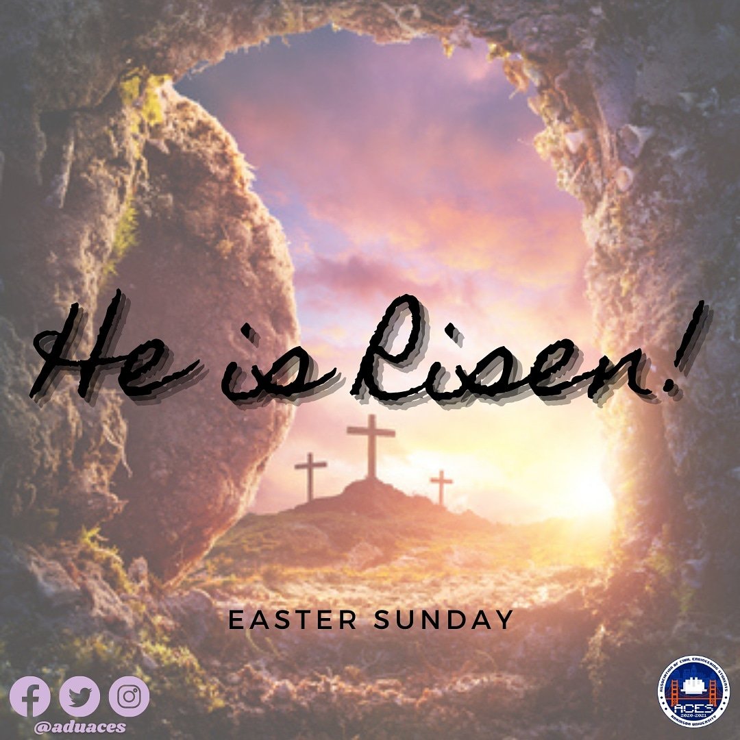 aduaces's tweet photo. Let us rejoice for He has risen! May this day remind us that every Good Friday ends with an Easter, every sorrow and every pain ends with an opportunity for new beginning.
Happy Easter, CE-mates!
#LabanCE
#BalanCE
#AceHighACES https://t.co/igZTeODyCf