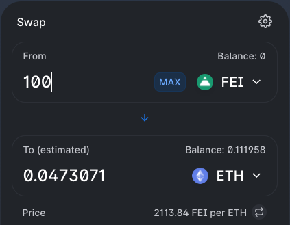 Finally, even w/ $2.6 BILLION in liquidity on Uniswap, there is ironically no good exit option for  $FEI holders.Uniswap doesn't show the burn mechanic, meaning you think you're swapping at market rate, but in the background the protocol is spanking you for 30%.