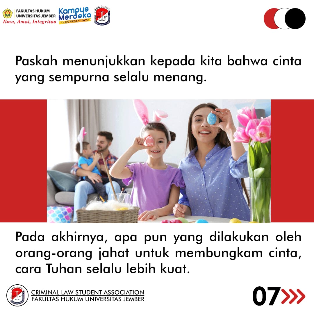 clsafhunej's tweet photo. Terima Kasih Tuhan, kasih-Mu begitu besar kami rasakan sampai saat ini. Selamat Hari Paskah 2021.
#HariPaskah #HappyPassover #CLSA #FHUNEJ #LawStudent https://t.co/U4yw5n3sKN