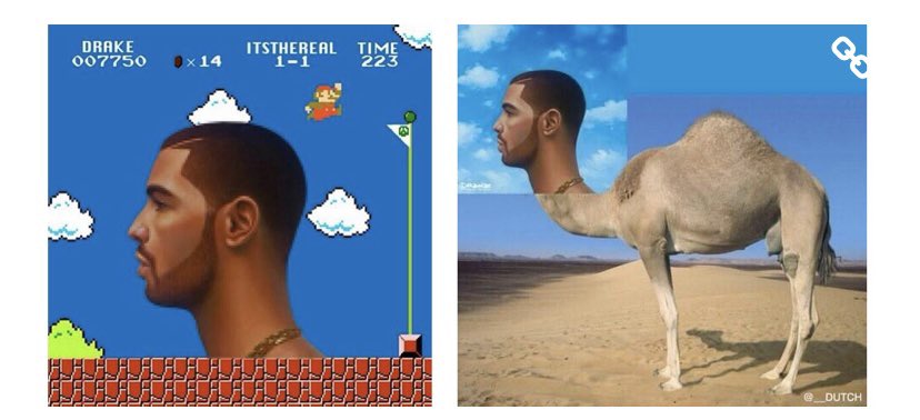 Drake provides the world with templates for memes. Unlike many album covers -- drake’s are simple and easily replicable for memes.So, as soon as they drop, they're meme ready.
