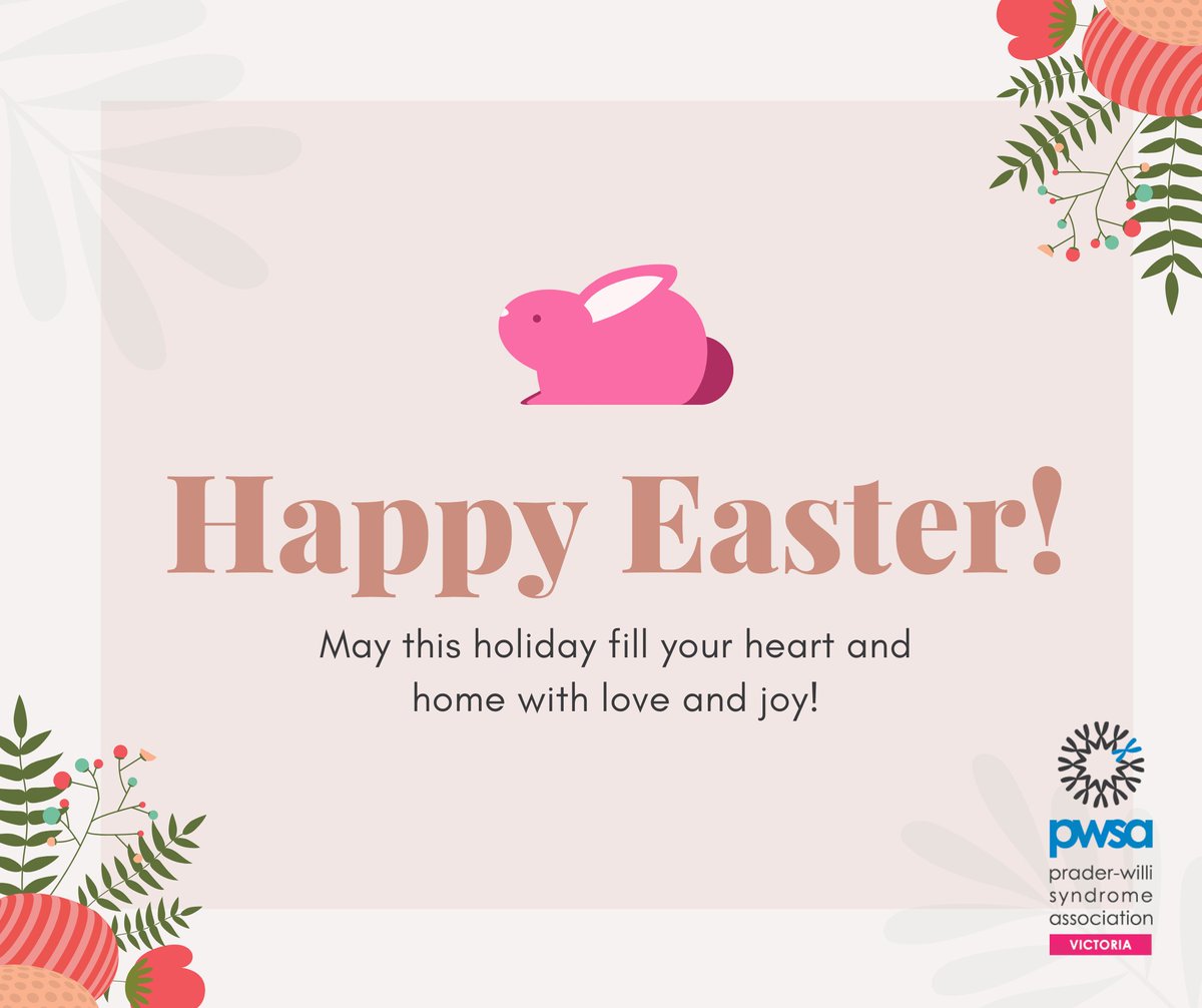 PWSAVICTORIA's tweet photo. Wishing everyone an egg-cellent Easter from the PWSA Vic team! 🐰🐣

#praderwillisyndrome #praderwilli #PWS #pwssupport #pwseducation #pwsadvocacy #pwsawareness #pwsinformation #pwssiblings #pwscommunity #pwsfamily #pwsavic #pwsavictoria #pwsnews #pwsresources https://t.co/lfQ0BuLkfT