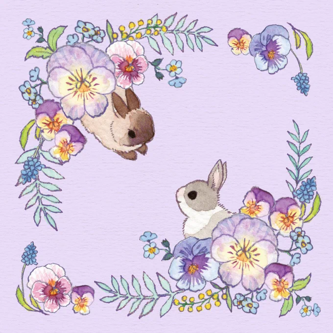 花畑で遊ぶウサギたち
#イースター 