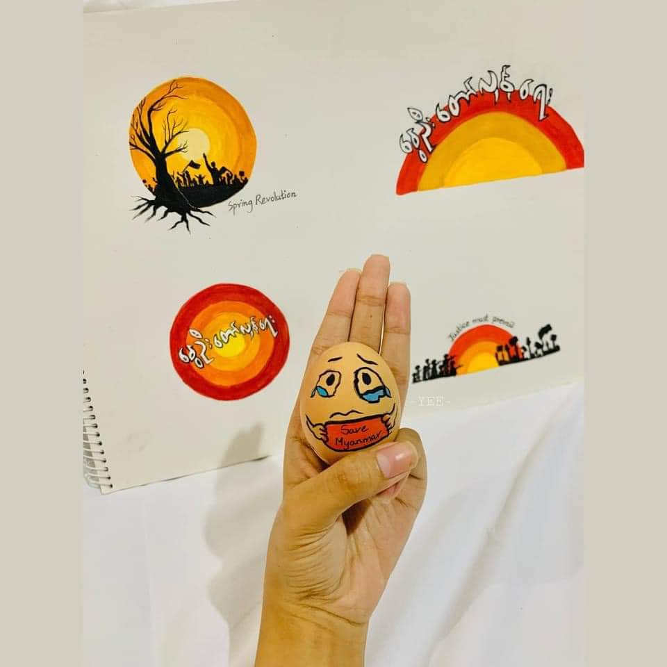 AngelMa43794656's tweet photo. Easter Egg Strike for the Revival of Democracy in Myanmar !

#Apr4Coup
#WhatsHappeningInMyanmar
#EasterEggStrike https://t.co/Eh5XIGUbfP
