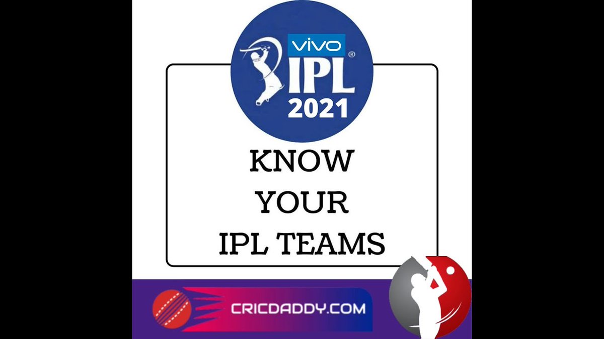 cricdaddylive's tweet photo. #IPL_2021- Know Your IPL Teams
CLICK HERE: https://t.co/0wOr5gHPNo 
#IPL #CSK #MI #RCB #KKR #PBKS #RR #SRH #DC https://t.co/DOtUfpFFyc