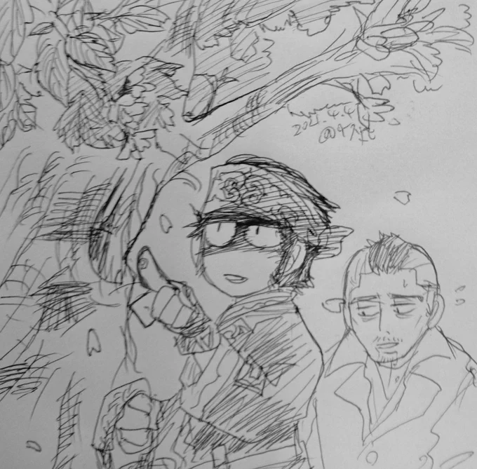 昼の落書き
門倉さんと花見に行くとだいたい花が散って葉桜になってるか、なんならお花見スポットが無くなっている。 