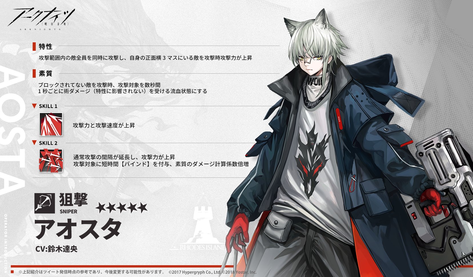 Uzivatel アークナイツ公式 Na Twitteru オペレーター紹介 アオスタ Cv 鈴木達央 シラクーザ出身の 物静かなループスの男性 キアーベ一味の頭脳担当 手先も器用で 小物の製作が得意なため 周りからの依頼が絶えない 助手をやるなら ここで手仕事を Uzivatel アークナイツ公式 Na Twitteru オペレーター紹介 アオスタ Cv 鈴木達央 シラクーザ出身の 物静かなループスの男性 キアーベ一味の頭脳担当 手先も器用で 小物の製作が得意なため 周りからの依頼が絶えない 助手をやるなら ここで手仕事を