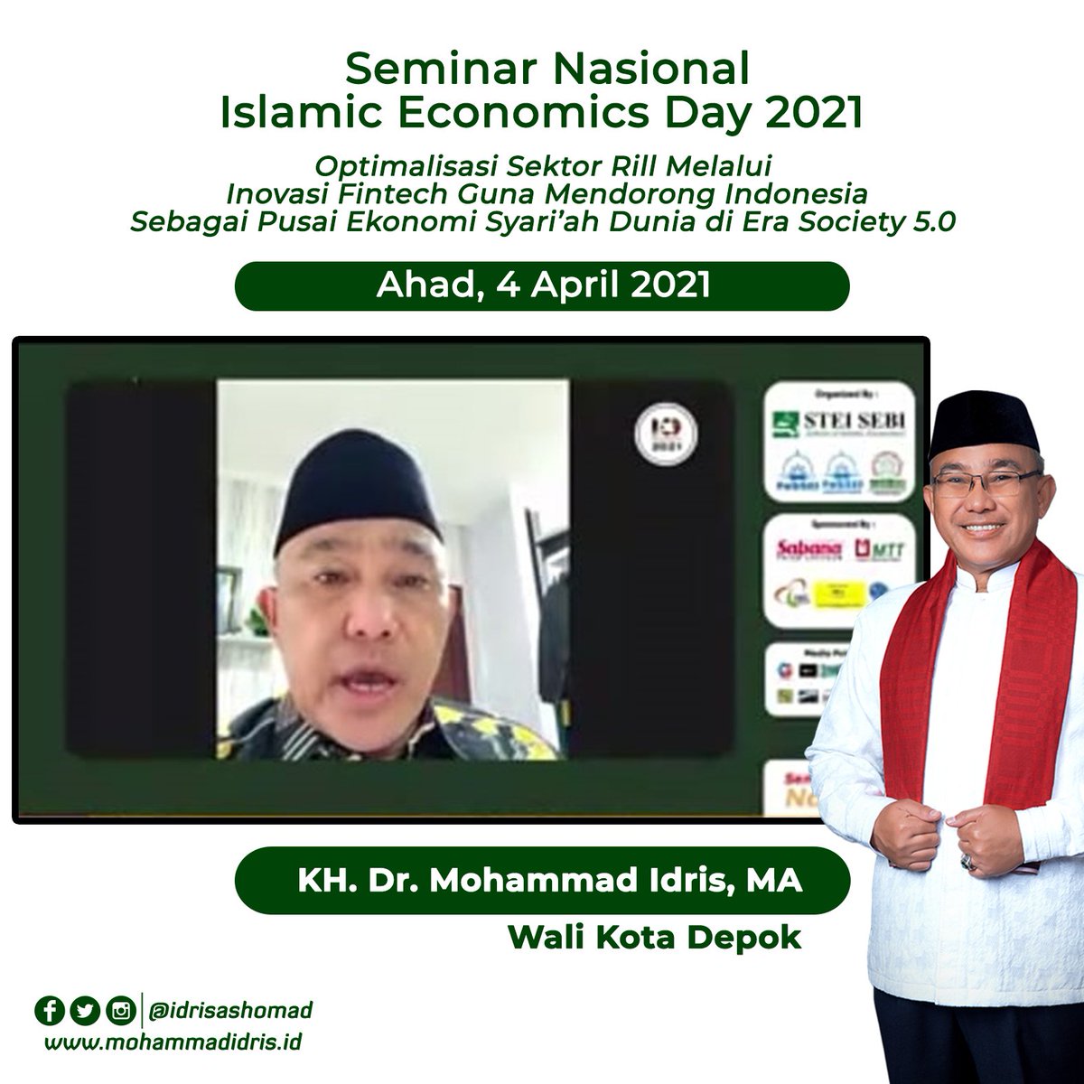 IdrisAShomad's tweet image. Pagi tadi, 4/4/21 berkesempatan menjadi keynote speech dalam Seminar Nasional Islamic Economics Day 2021 dengan tema “Optimalisasi Sektor Rill Melalui Inovasi Fintech Guna Mendorong Indonesia Sebagai Pusai Ekonomi Syari’ah Dunia di Era Society 5.0”