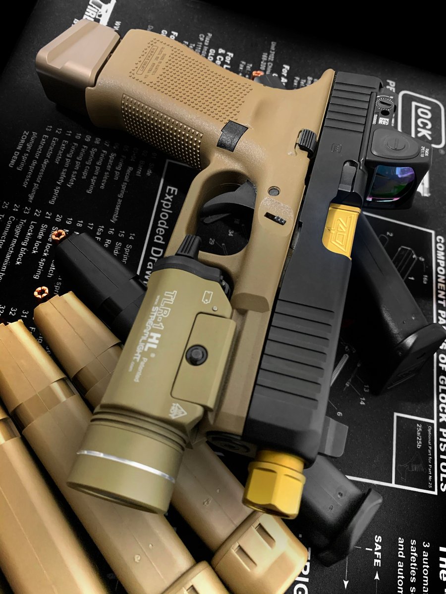 Glock 19x Hybrid
Zaffiri Precision
C&amp;H Precision Weapons
Trijicon
Shield Arms 
Streamlight
