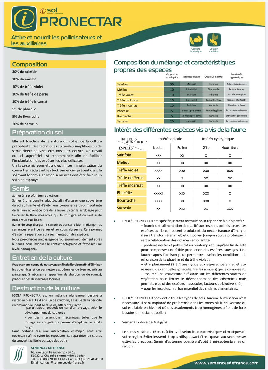 Pour assurer un bol alimentaire régulier en plus des cultures de la ferme j’ai semé des petites parcelles et bandes en jachères fleuries avec le soutien des semences offertes par <a href="/Cristal_Union/">Cristal Union</a> . Car la continuité de présence de fleurs est un vrai enjeu pour soutenir les 🐝 🐝🐝