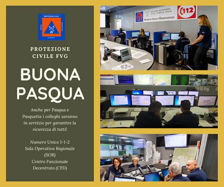 Buona Pasqua a tutti i cittadini che ci seguono, dimostrandoci la loro fiducia e lealtà. 
Invitiamo tutti a condividere la nostra attività social e a sostenere la #socialmediacommunityFVG dei #volontaridivalore 

Un augurio speciale ai nostri colleghi che anche a Pasqua e Pasquet