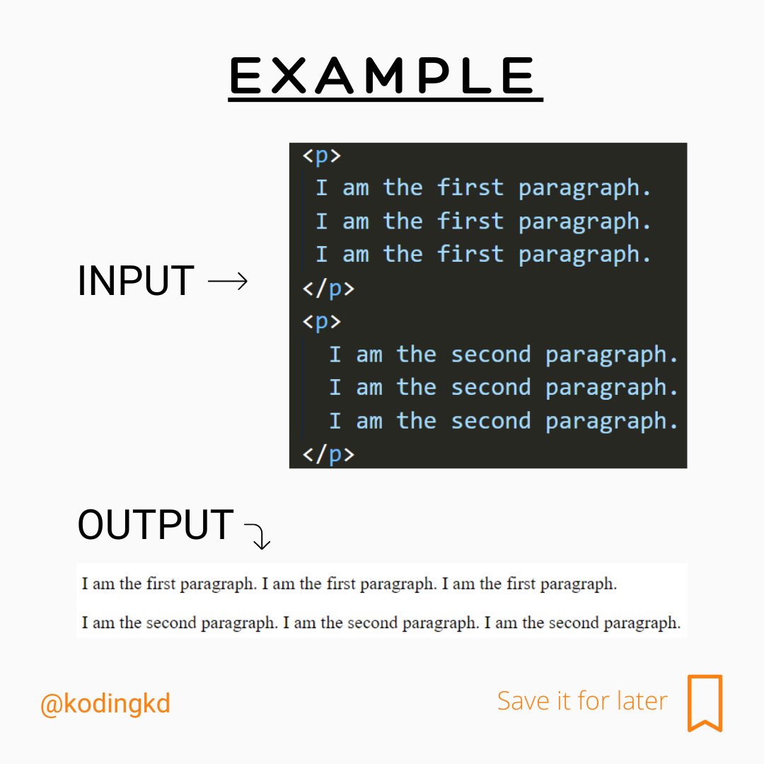 kodingkd's tweet image. Day - 3 | &lt;p&gt;: The Paragraph element
Follow @kodingkd for more 💯
.
Was It helpful?
Let me know in the comments 👇🏼
.
.
.
#ptag #paragraph #html5 #30daysofhtml #htmlcoding #html #htmlcss #bootstrap #bootstrap4 #cssanimation #javascript #javascriptdeveloper #frontenddeveloper