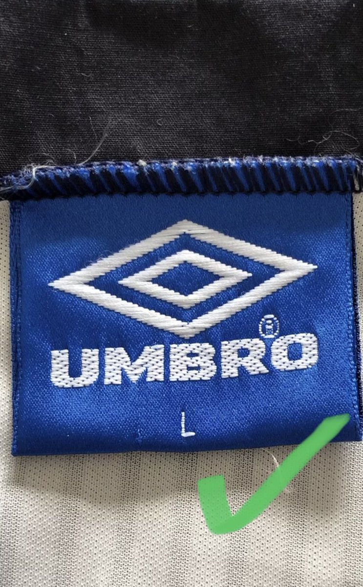 England  1997-99 FAKE out 4 Vapatech tag on reverse, the originals don’t have these (some Umbro  from this era did but not this)Clean Umbro tag, look for the blue dots in the word Umbro as pictured BNWT, multiple sizes available =  RT