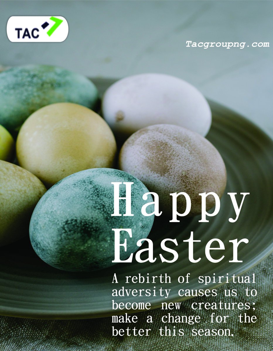 tacgroupnigeria's tweet image. HAPPY EASTER CELEBRATION!!!
A rebirth of spiritual adversity causes us to become new creatures; make a change for the better this season. 
#HappyEaster
#EasterPost
#StayHomeStaySafe
#TAC Professional Services
#BusinessConsultingProfessional&amp;amp;FinancialAdvisoryServices