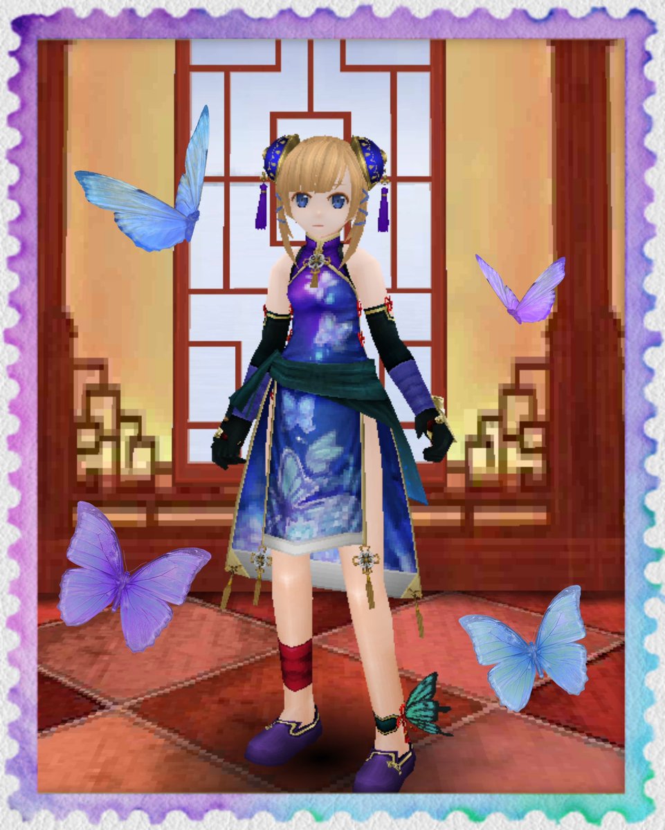 ｍｉｌｋｙ パクス テクニスタ派 つ い に 武術の上衣 夜蝶がやってきた ずっとやってみたかったシニョンと蝶の羽付けてみた チャイナ服 ﾟ ﾟ ﾟｲｲﾈ 無料ガチャありがたや トーラム トーラムオンライン トーラム染色