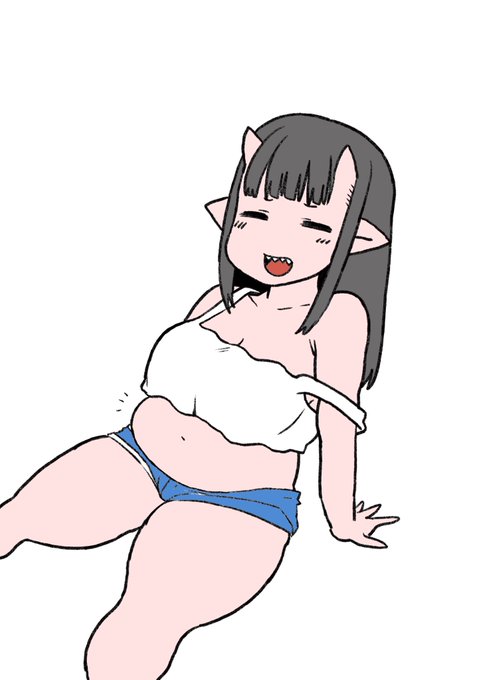 生活が体型に出ている鬼娘 