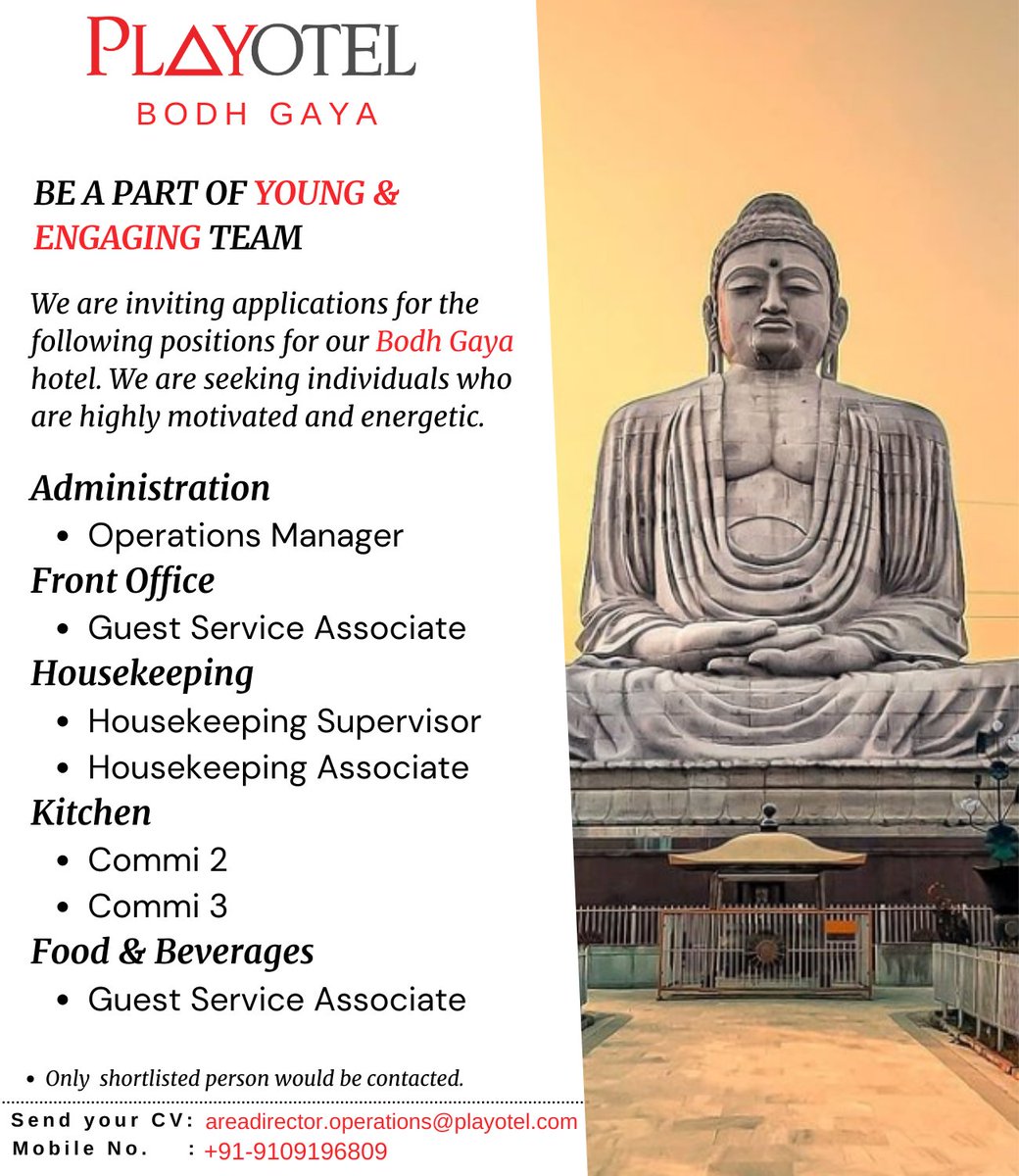playotelhotels's tweet photo. “We’re Hiring”
Be a part of young and engaging team.
Resumes are invited at- careers@playotel.com
Follow us for more job openings.
#careers #playotel #play #job #indorelocation #indorejobs #indorecity #jobsearch #jobseekers https://t.co/vxdiI1okgp