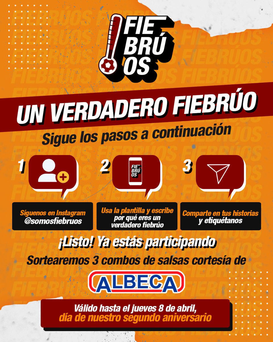 somosfiebruos's tweet photo. 🚨 ¡ATENCIÓN! 🚨
Tenemos un concurso activo para ganarse 3 combos de salsas de nuestro aliado, #Albeca. 😍
Cumple los pasos en Instagram y estarás participando. Tienes chance hasta el próximo jueves 8 de abril. 🔥
¡Demuéstranos que eres un verdadero fiebrúo! 🙌🏻😎 https://t.co/5BLw8xof9K