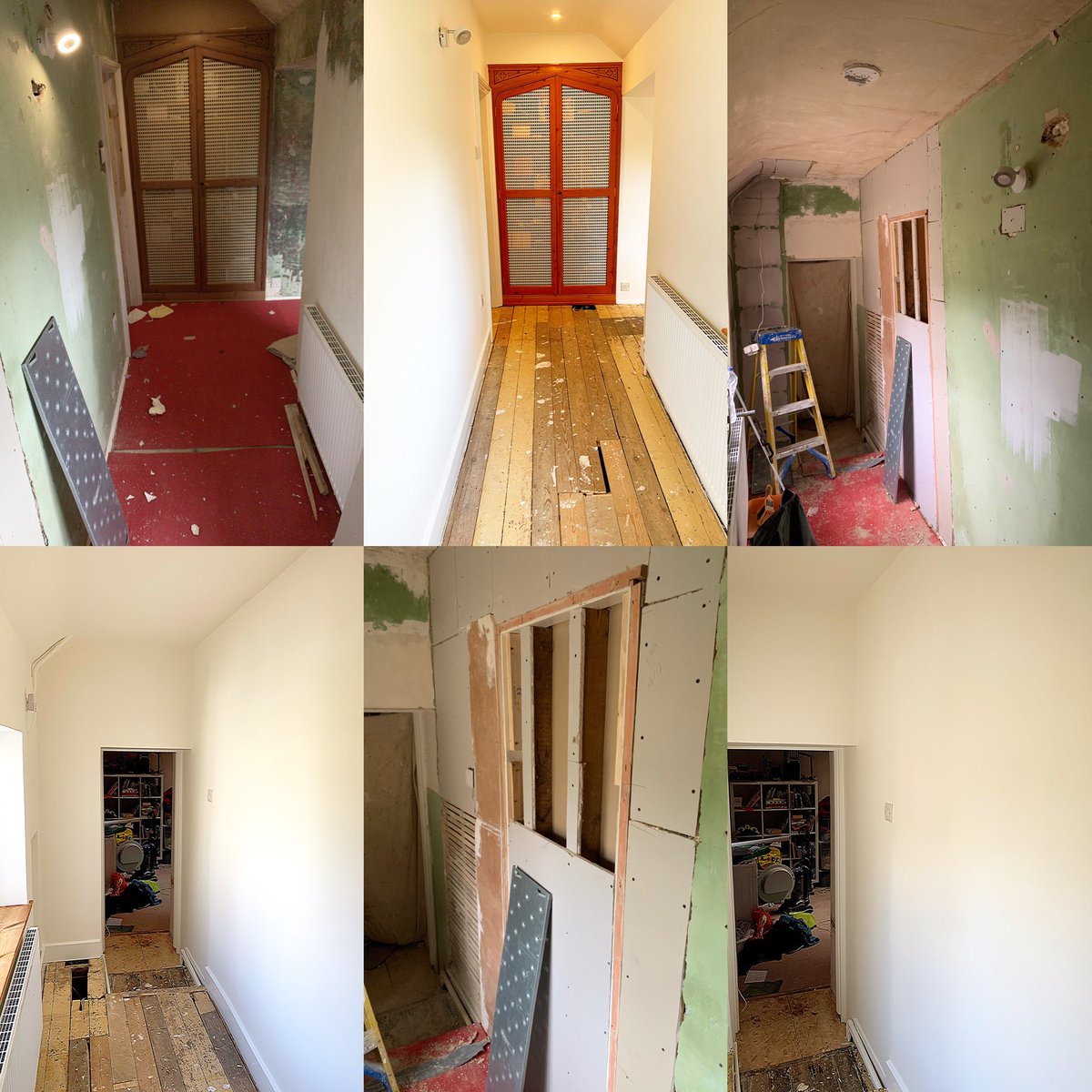 grantroberts03's tweet photo. Before&afters of the hell hole 10.5days including boarding out doorway and patching in various other holes, chasing in cables and fitting skirting. materials used @BenjaminMooreUK @ToupretUK @MakeGoodPlaster @ZinsserUK @osmo_uk @MirkaUK @Wallrocklining @MirkaUK #housebashing https://t.co/7pMMWmxGfc