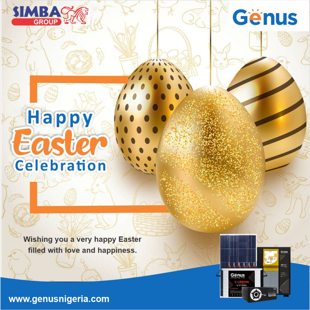 We wish you lots of happiness and love this season. Happy Easter!

#genusnigeria #EasterSunday #Easter2021 #invertersinnigeria #solarinnigeria