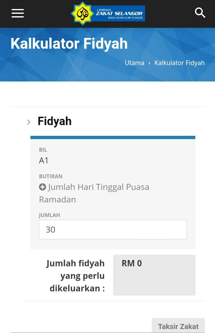 Selangor kalkulator fidyah