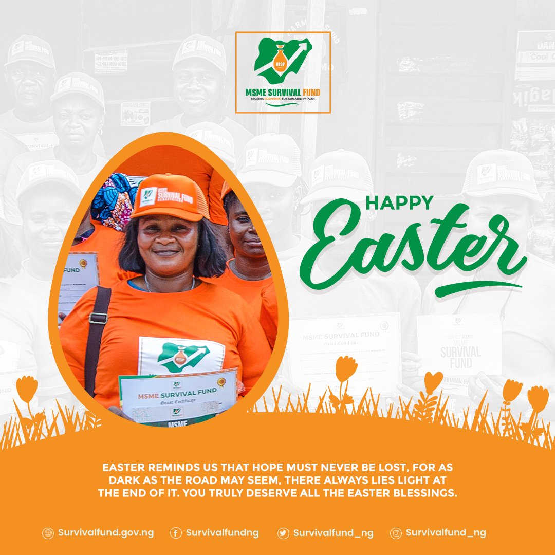 SurvivalFund_ng's tweet photo. Easter reminds us that hope must never be lost, for as dark as the road may seem, there always lies light at the end of it. You truly deserve all the Easter blessings.

#HappyEaster #SurvivalFundNG https://t.co/ldeomE0xqO