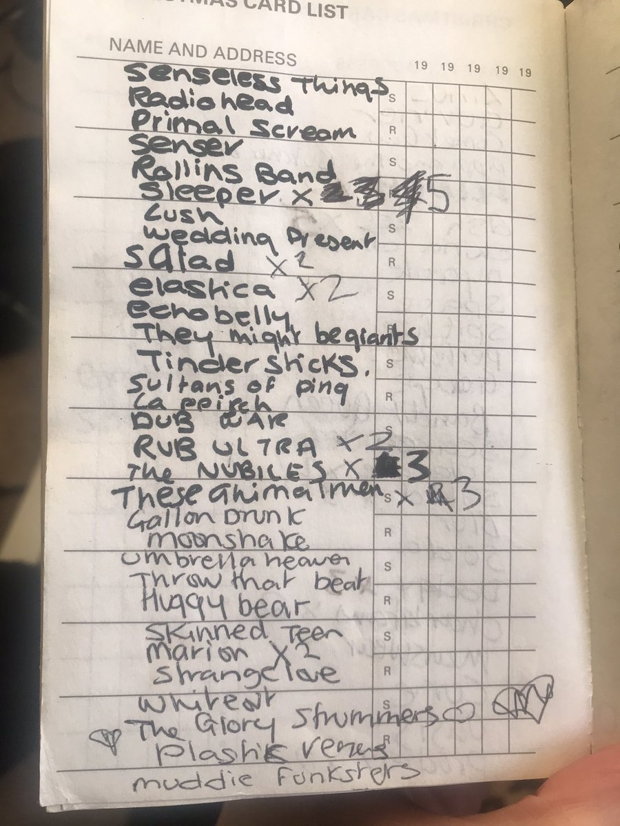 Enjoy this list of bands I saw in the early/mid 90s as compiled by 17 year old me.
