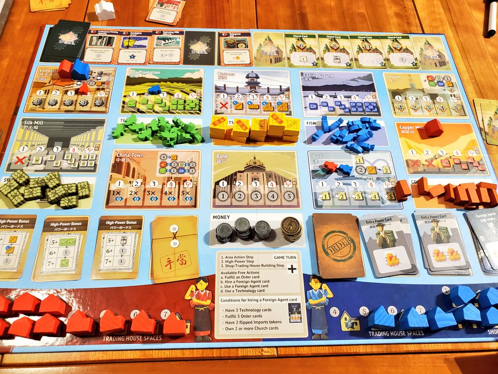 The production quality of deluxified Yokohama Duel was impeccable!  In addition to detailed components, the dual sided gameboard catering to "side by side" vs "across the table" playing was a thoughtful touch.  I'm glad that we finally got our copy to experience it! #boardgames