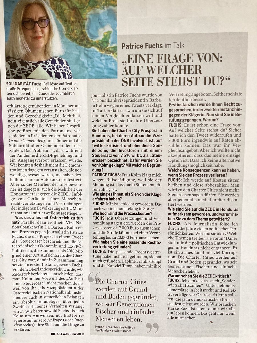Ich hätte solch eine Geschichte zu #Honduras und Österreich ja lieber im Südwind, in Falter, profil oder Standard gelesen, aber hier ist sie einmal, im Magazin Madonna.