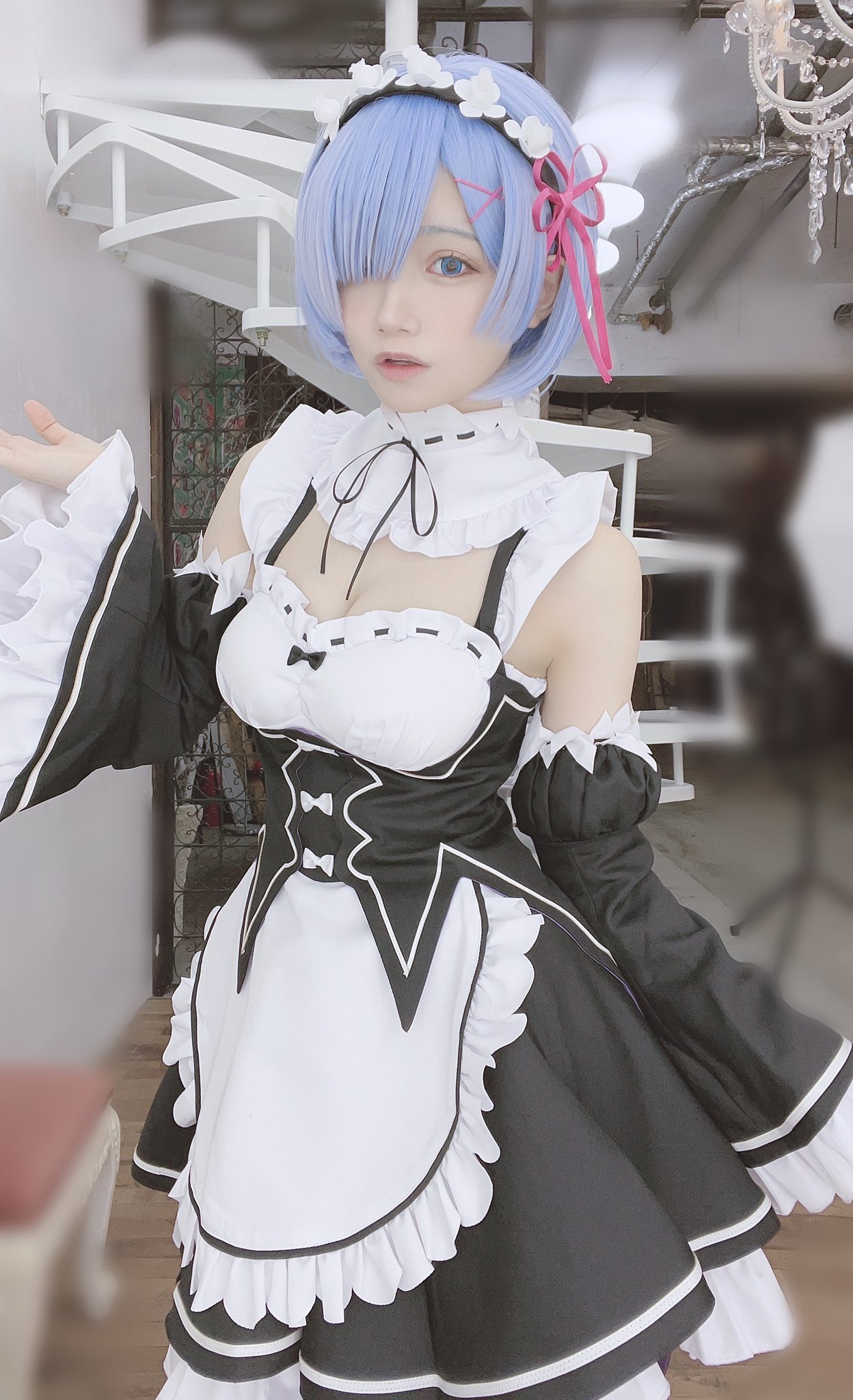 akari akase cosplay maid outfit rem re zero