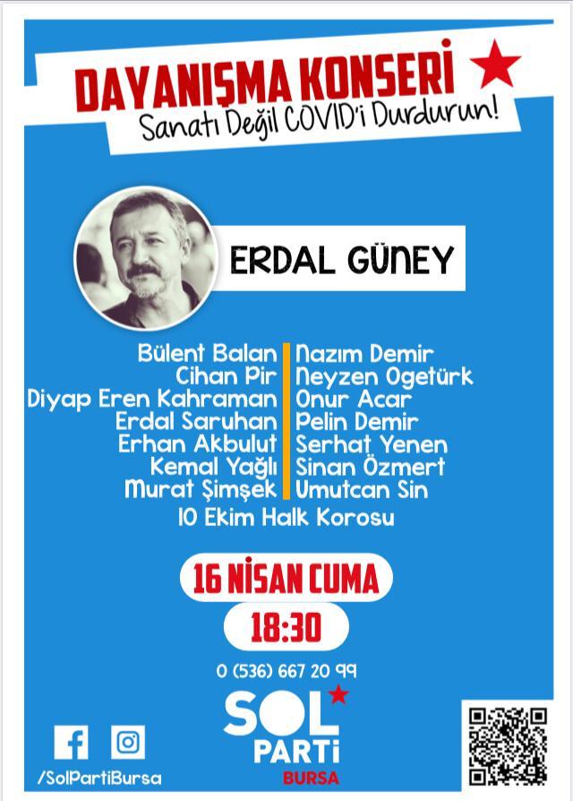10 Ekim Halk Korosu (@10ekimkorosu) on Twitter photo 16 Nisan günü Bursa'daki müzisyen dostlarımızla dayanışma konserinde buluşuyoruz. Sosyal medya üzerinden gerçekleşecek konsere hepinizi bekliyoruz.<a href="/guneyerdal/">Erdal Güney</a> <a href="/SolPartiBursa/">SOL Parti Bursa</a>
#sanatıdeğilcovididurdurun 16 Nisan günü Bursa'daki müzisyen dostlarımızla dayanışma konserinde buluşuyoruz. Sosyal medya üzerinden gerçekleşecek konsere hepinizi bekliyoruz.<a href="/guneyerdal/">Erdal Güney</a> <a href="/SolPartiBursa/">SOL Parti Bursa</a>
#sanatıdeğilcovididurdurun