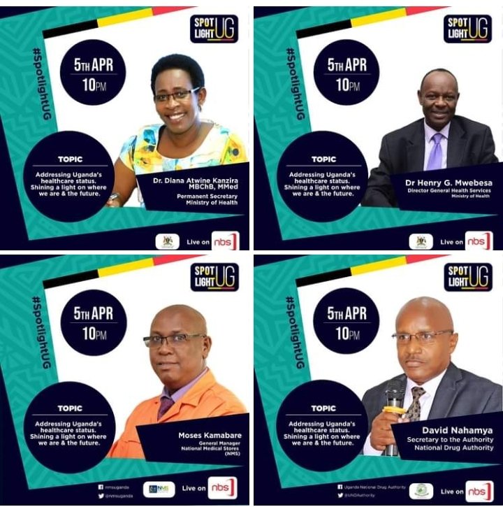 This is the show every tax payer shouldn't miss as @DianaAtwine ,@henrymwebesa @nmsuganda ED and NDA-Secretary give an all-round accountability and shed light in the future of the health sector @nbstv ,Monday 5th April 2021, 10Pm