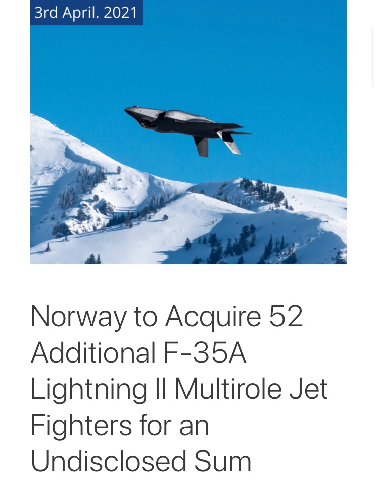 IntMilReview's tweet image. Excellent to see this #week’s #defense #Announcement from #Norway being followed up by comprehensive #bilateral conversations on #Arctic strategy. We are looking forward to seeing @Luftforsvaret’s new F-35’s in action this #summer 

Find out more on our website