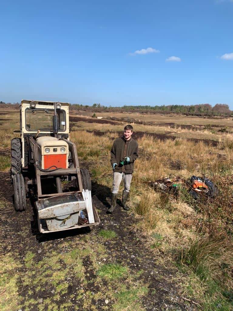 EmlaghC's tweet photo. Oristown locals John Sheppard, Thady McAleese, Robert McAleese and Simon McAleese with the  rubbish collected by them from Emlagh Bog on Saturday morning, 3 April 2021. The haul included 150 + dumped tyres, two television sets, various household appliances and general waste. https://t.co/0xKa8HUox2