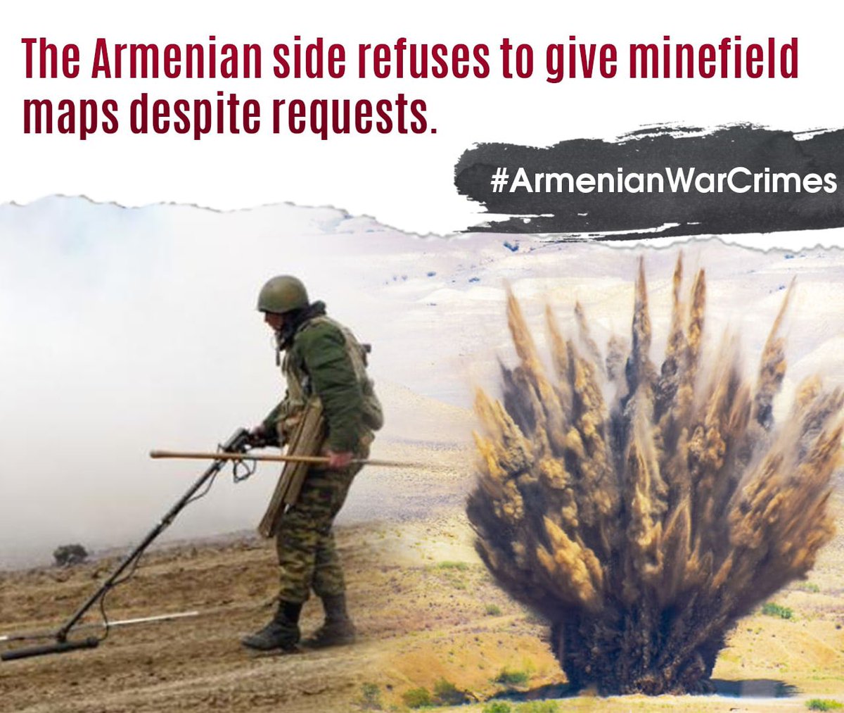 JafarNajafov's tweet photo. Armenia continues commiting war crimes by not giving minefield maps. #ArmenianWarCrimes #IMAD2021 #FreeUsFromLandMines #WarCrimes https://t.co/KtyhvHPVq6
